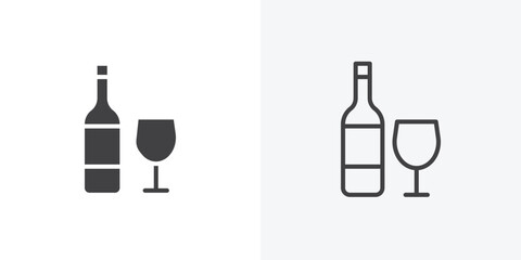Vodka icon. collection of editable stroke line and solid flat styles.