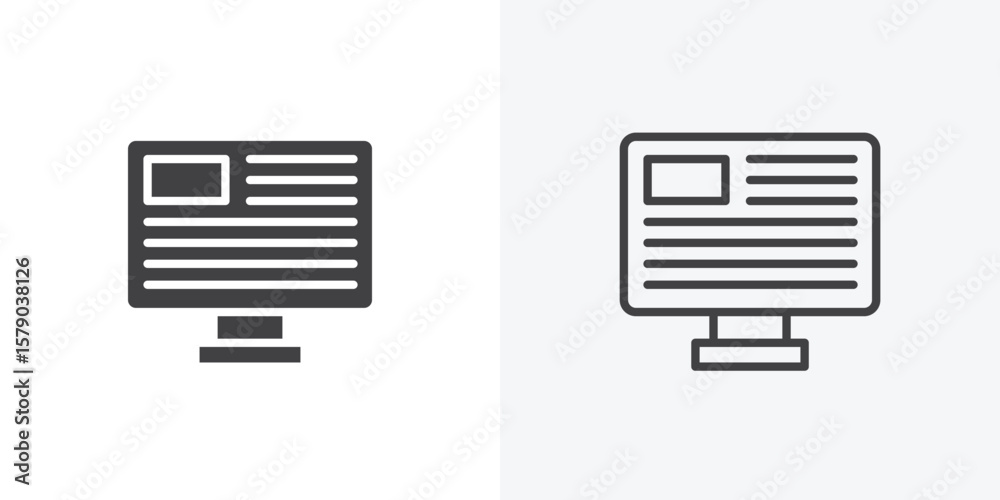 Poster web appss icon. collection of editable stroke line and solid flat styles.