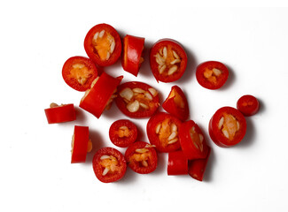 The High resolution photo of fresh red chili peppers for cooking