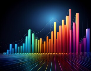 a vibrant d bar graph illustrating financial growth with colorful bars rising at varying heights against a sleek dark background symbolizing success and progress