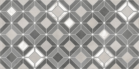 Fototapeta premium Modern seamless geometric pattern with natural textures: marble, wood, stone, cement, terrazzo. Ideal for interior design, wallpaper, packaging, textiles, tiles, and parquet flooring. 