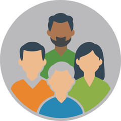 Diverse team avatars, flat design for user profiles. professional cartoon characters representing a business team. Group of smiling people icons for collaboration.