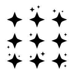 Black Twinkle and Shine Star Symbols &ndash; Vector Illustration