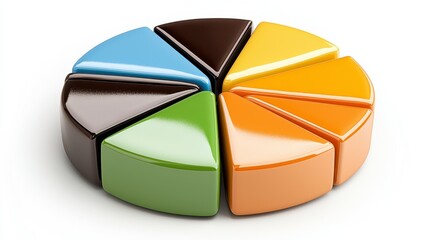 Obraz premium Colorful 3D Segmented Pie Chart Data Visualization Graphic
