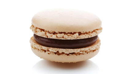 Almond macaron isolated on white background