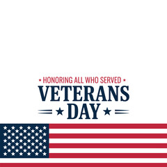 November 11 Veterans Day Vector Design.