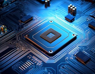 close up of a modern microprocessor on a circuit board