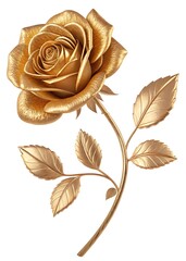 Golden Rose Luxury Floral Elegant Botanical Design Precious Metal Flower Gilded Bloom Graphic Resource