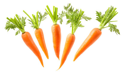 Carrots flying mid-air, isolate on white background. Mix Collection