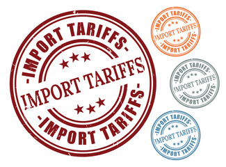 Trade Regulation Badge Pack, Import Tariffs Grunge Rubber Stamp Set  