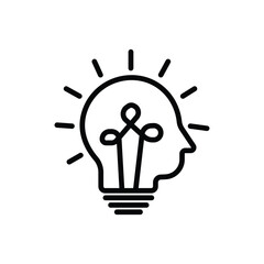 Head light bulb logo vector idea icon smart human. Head idea vector icon, solid illustration, pictogram isolated on white. Editable stroke.