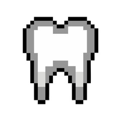 Fototapeta premium Tooth Pixel Art Icon in Retro Style