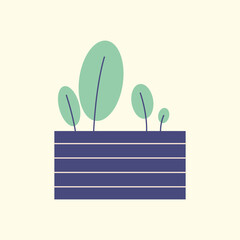 Green Houseplant & Garden Equipment Cartoon Illustration