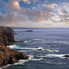 Summer Atlantic ocean coast. Algarve, Portugal.