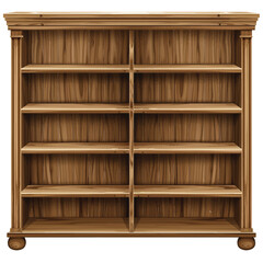 Antique Wooden Bookcase with Multiple Empty Shelves