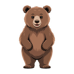 Cute baby bear standing calmly with round body and happy eyes. Vector illustration design