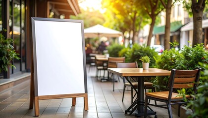 Outdoor cafe sign, empty menu board