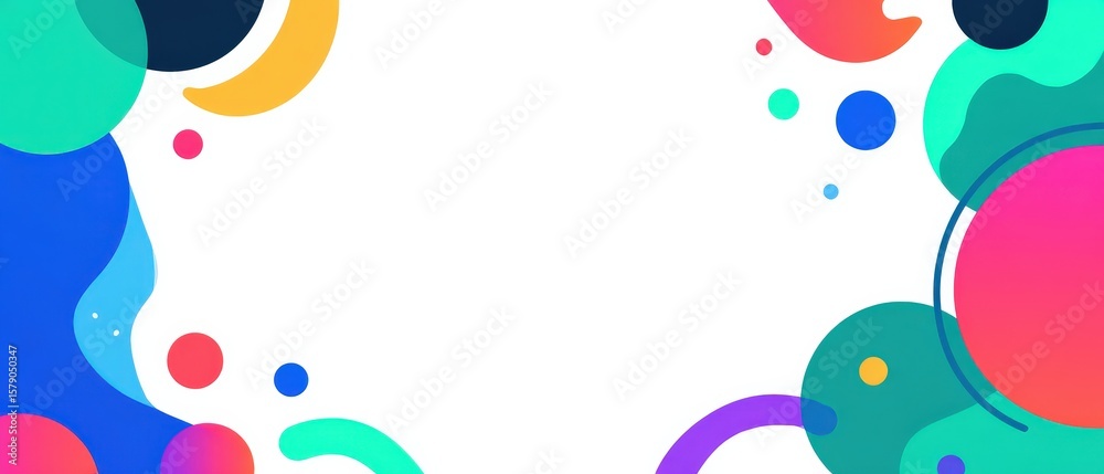 Wall mural abstract colorful geometric shapes background with vibrant circles and fluid forms modern design con