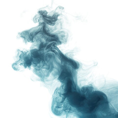 Ethereal blue smoke swirling gracefully on a transparent background, cutout isolated on transparent bg, png