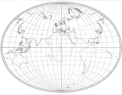 Oval world map with grid