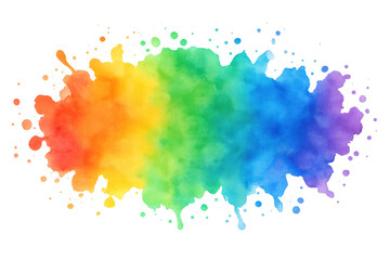 Colorful watercolor splash forming a rainbow on transparent background, ideal for creative projects