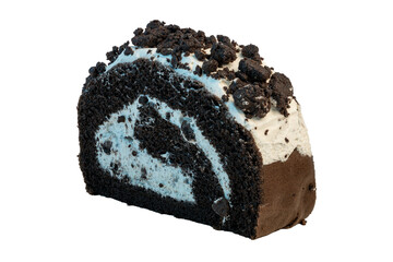 The Photo of chocolate roll cake with white cream filling