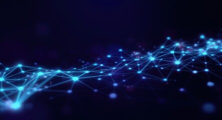 Fototapeta premium Abstract Network: Glowing Blue Nodes and Connections in Deep Space