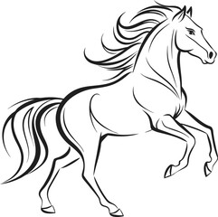 Fototapeta premium Running wild mustang horse silhouette vector illustration