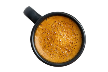 The High resolution photo of Top view of espresso shot foam