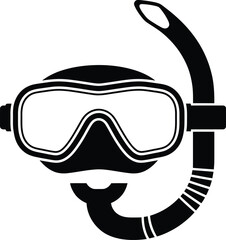 Vector Solid Diving Mask & Snorkel: Essential Gear Silhouette for Aquatic and Swimming Designs.