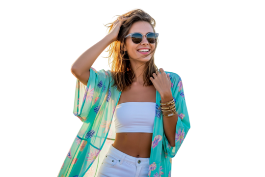 stylish attractive slim smiling woman isolated on white