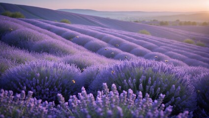 Obraz premium Lavender field at sunset in Provence France