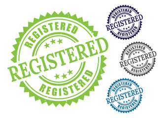 Registered Seal Stamp Bundle, Grunge Style Official Registration Icons  