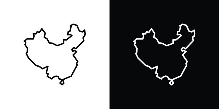 China map icon. thin line for web and mobile, modern minimalistic style