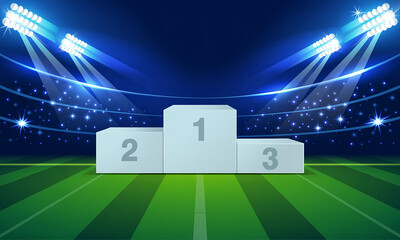 Podium winner ceremony with stadium and lighting illustrating victory and competition