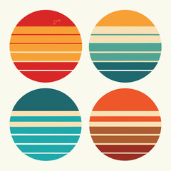 Retro Sunset Circles With Stripes vintage