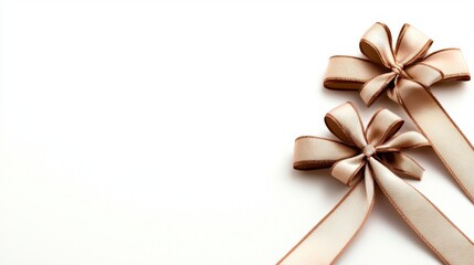 Elegant Beige Bows on White Background