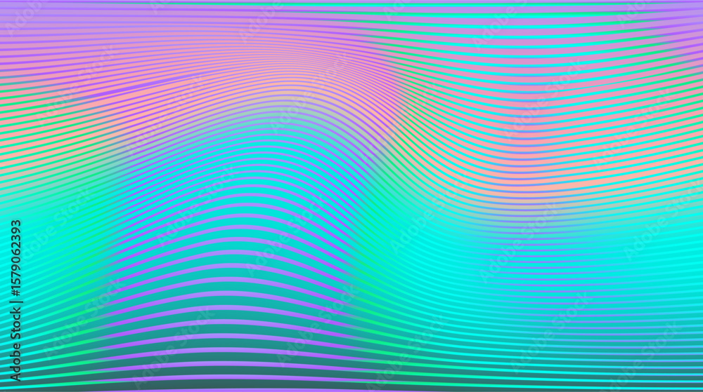 Wall mural abstract vector background in modern optical art style with wavy, curved black lines over vibrant pi