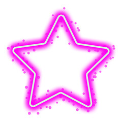Pink Neon Star Frame PNG - Glowing Sparkle Outline Clipart Transparent. purple star vector illustration 