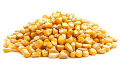 A pile of corn seeds, isolated on a white background.