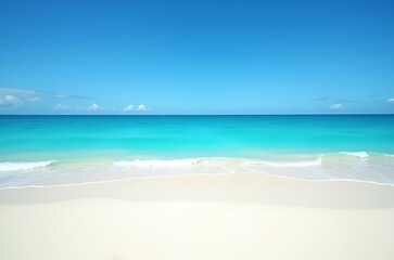 Obraz premium Serene Turquoise Ocean Paradise Pristine Beach, Gentle Waves ai generated