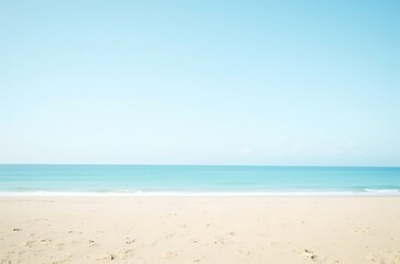 Obraz premium Serene Turquoise Sea Landscape Soft Waves Gentle Sand Beach ai generated