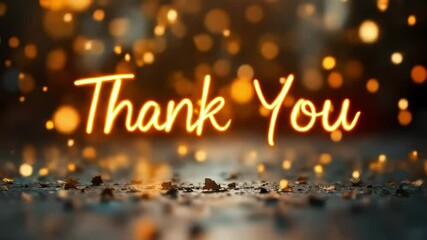 Saying Thank You with Glowing Text and Falling Confetti Animated Background
