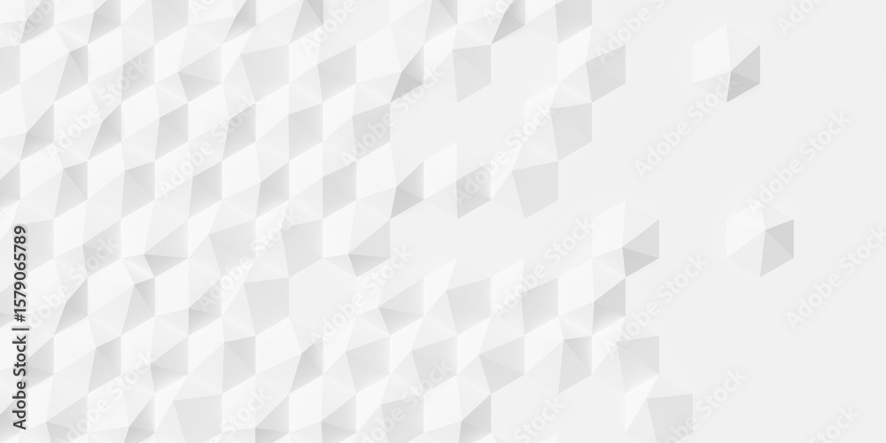 Poster large white random center offset polygon hexagon or honeycomb geometry background wallpaper banner f