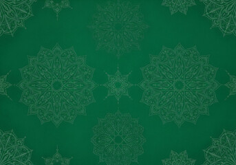 Intricate Mandala Pattern on Green Backdrop A Serene Design with Geometric Elements
