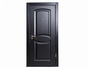closed black door isolated on white or transparent