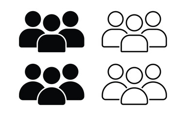 Group or Team Icon Vector – Flat Design Symbol Representing People, Employees, Community or Collaboration for Apps, UI Interfaces, Websites, and Transparent Background Use”