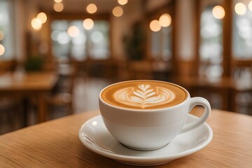 High-resolution photo with ceramic cup of coffee with saucer. Cappuccino. Americano. Flat white. Coffee latte. For editorial or commercial use. Coffee cup background. Cafe advertising. Espresso