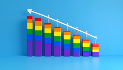 Rainbow bar graph declining