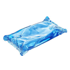 Obraz premium Blue transparent glossy packet clear plastic wrapping clean aqua container on transparent background